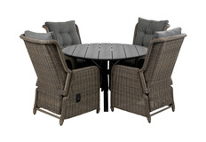 5-delige ronde tuinset | 4 Dublin verstelbare stoelen | ø120cm Cyprus tuintafel