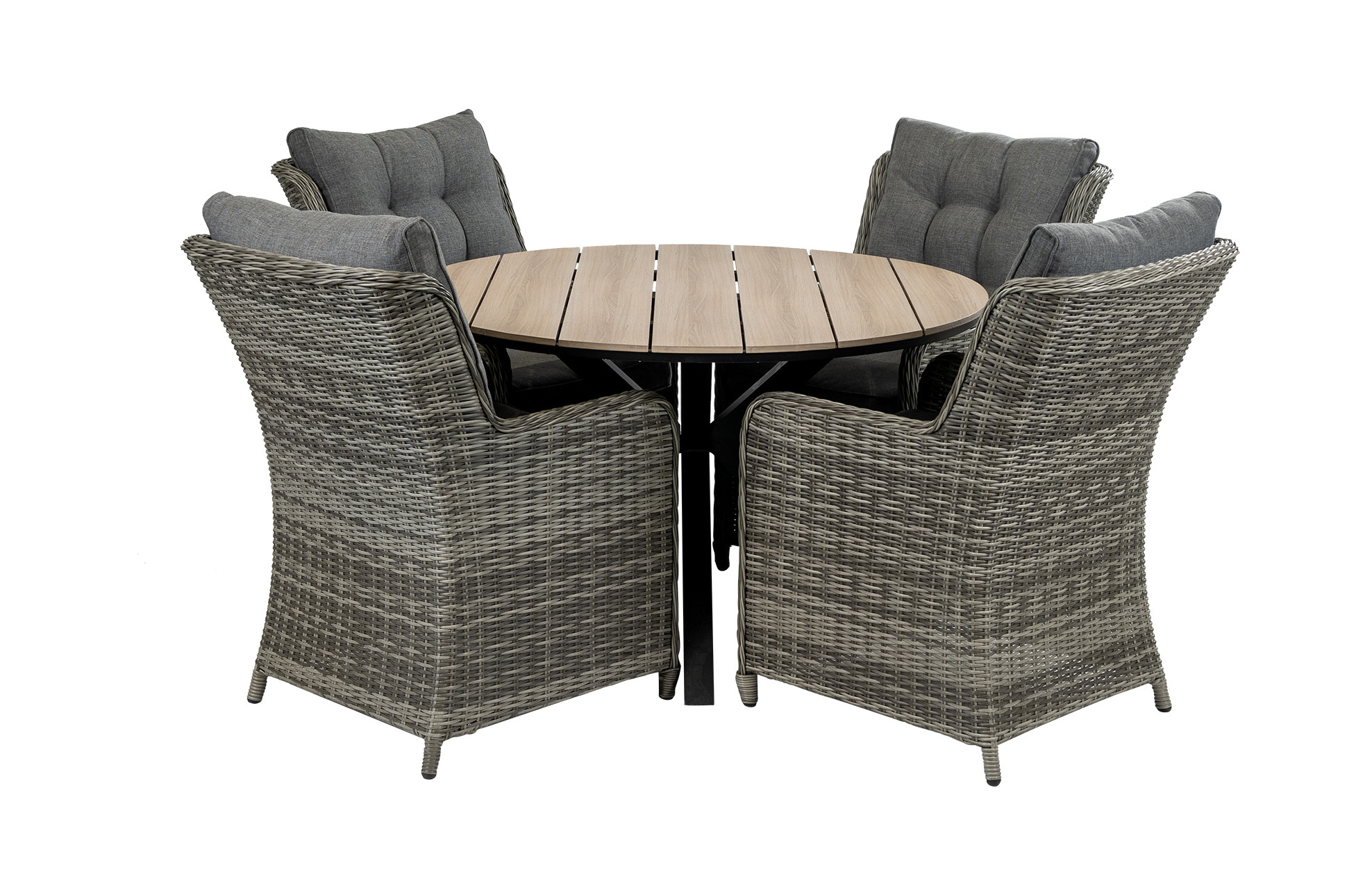 4 Seizoenen Tuinmeubelen 5-delige ronde tuinset | 4 Dublin tuinstoelen (AG) | ⌀120cm Cyprus tuintafel (Wood)