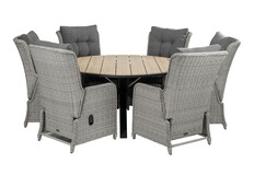 7-delige ronde tuinset | 6 Dublin verstelbare stoelen | ⌀150cm Cyprus tuintafel