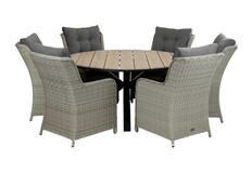 7-delige ronde tuinset | 6 Dublin tuinstoelen | ⌀150cm Cyprus tuintafel