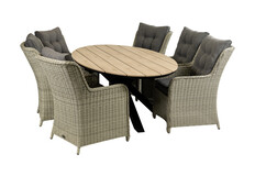 7-delige tuinset | 6 Dublin tuinstoelen | 220cm ovale Cyprus tuintafel