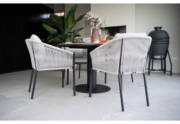 5-delige tuinset | 4 Elvira tuinstoelen (Black) | Tuintafel Cadiz 180x115cm (Black)