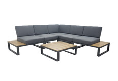 Hoek Loungeset Albufeira | Antraciet | Acacia en Aluminium | Eurofar