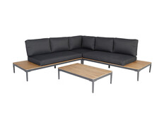 Hoek Loungeset Colombus | Antraciet | Aluminium en Acacia | 4-delig | Eurofar