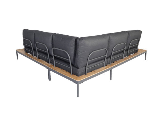 Hoek Loungeset Colombus | Antraciet | Aluminium en Acacia | 4-delig | Eurofar