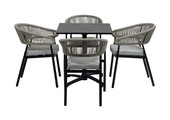 5-Delige tuinset | 4 Tuinstoelen Knokke | Inklapbare tuintafel Gent 70x70cm