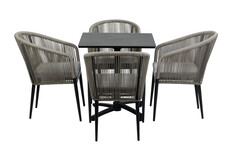 5-Delige tuinset | 4 Tuinstoelen Sluis | Inklapbare tuintafel Gent 70x70cm
