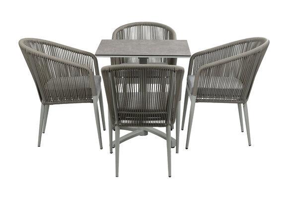 5-Delige tuinset | 4 Tuinstoelen Sluis (Sand) | Inklapbare tuintafel Gent 70x70cm  (Sand)