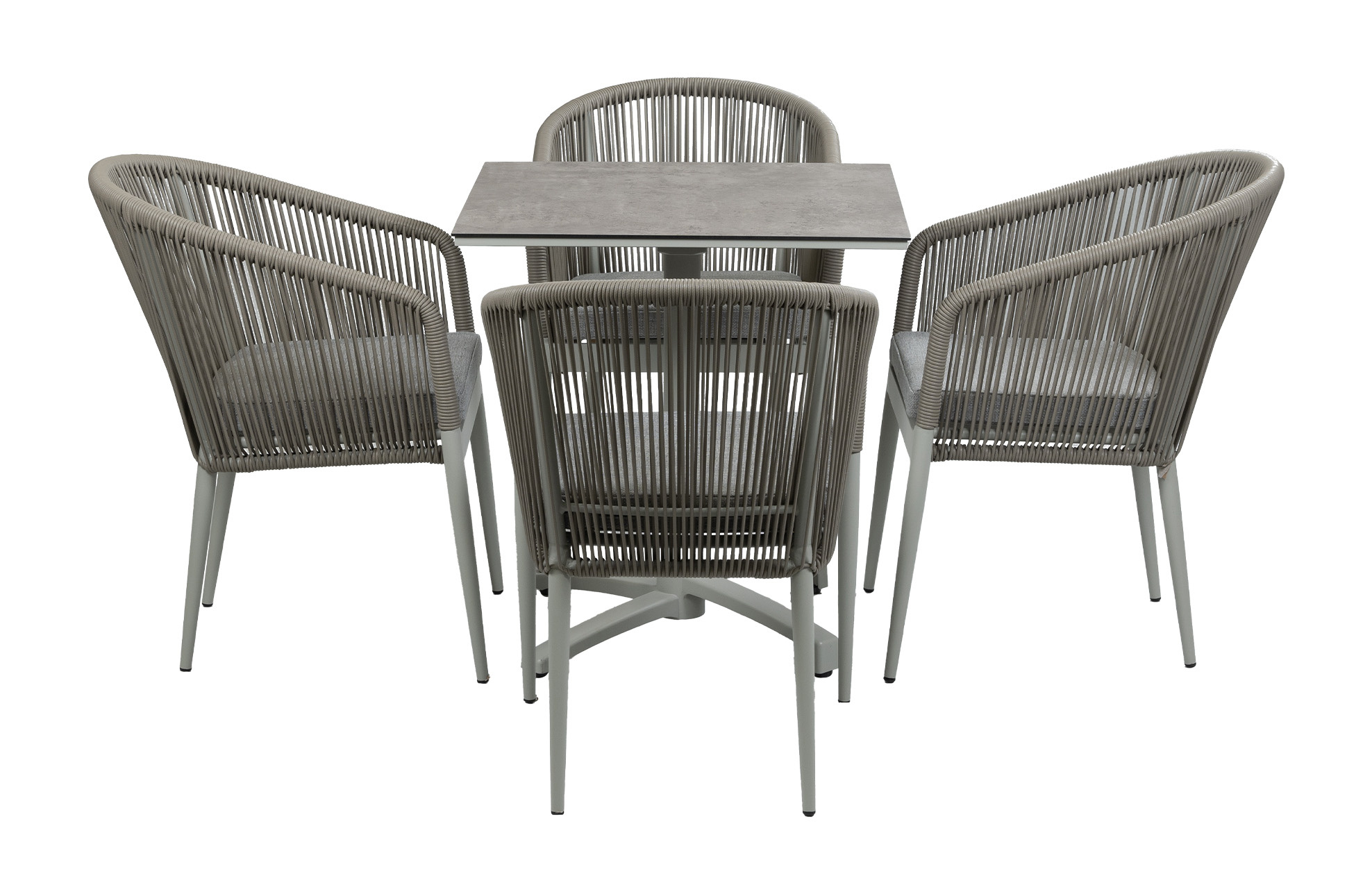 Normin 5-Delige tuinset | 4 Tuinstoelen Sluis (Sand) | Inklapbare tuintafel Gent 70x70cm  (Sand)