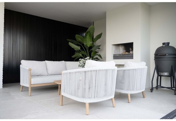 Loungebank Es Vedra | 3-persoons | Teakhout & Cream