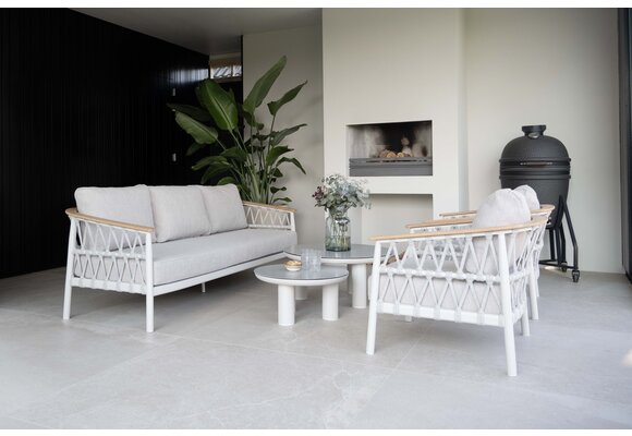 Loungetafel Capri 80øcm | Naturel & Ceramic Brono