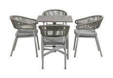 5-Delige tuinset | 4 Tuinstoelen Knokke | Inklapbare tuintafel Gent 70x70cm