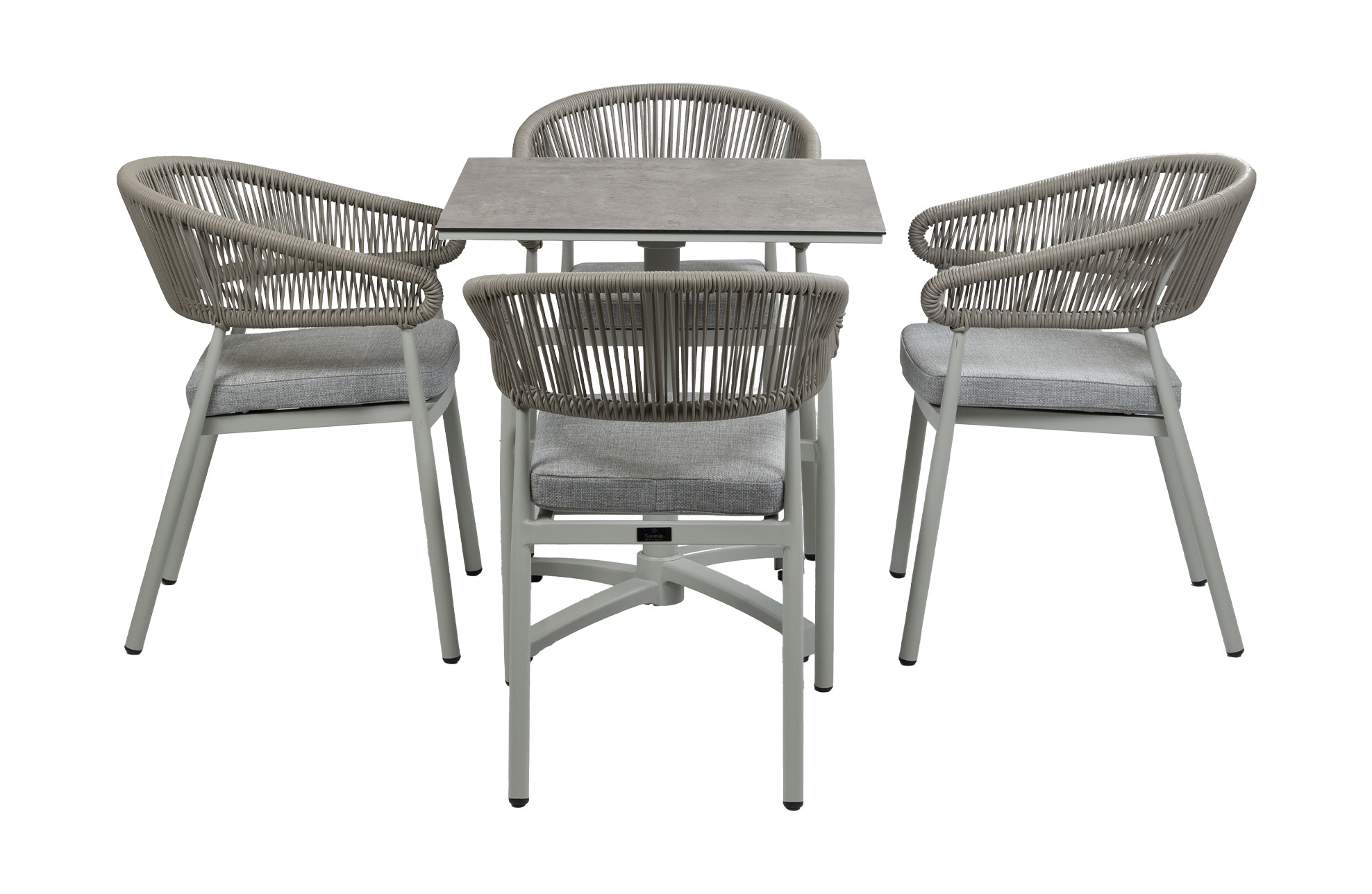 Normin 5-Delige tuinset | 4 Tuinstoelen Knokke (Sand) | Inklapbare tuintafel Gent 70x70cm  (Sand)