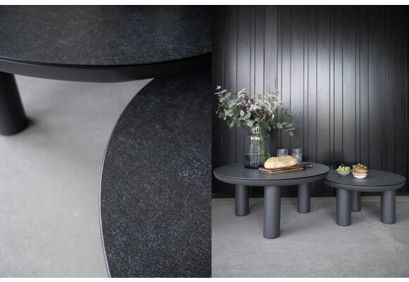 Loungetafel Capri 80øcm | Matt Black & Grey