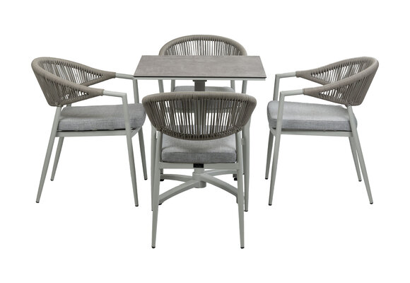 5-Delige tuinset | 4 Tuinstoelen Brugge (Sand) | Inklapbare tuintafel Gent 70x70cm  (Sand)