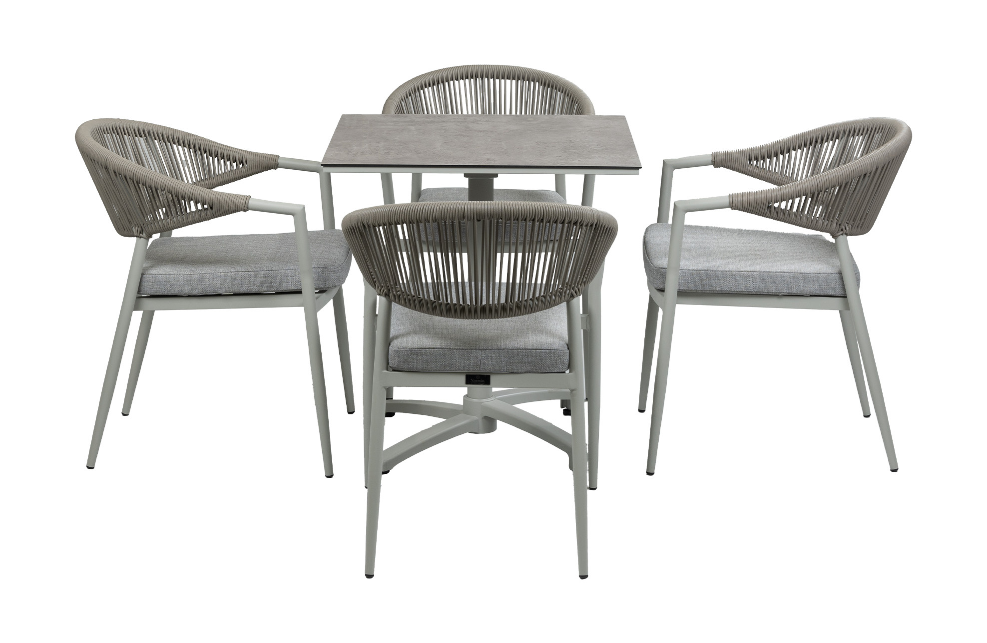 Normin 5-Delige tuinset | 4 Tuinstoelen Brugge (Sand) | Inklapbare tuintafel Gent 70x70cm  (Sand)