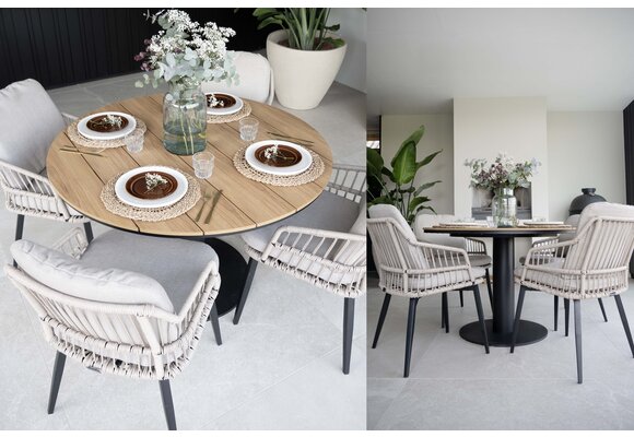 Ronde tuintafel Tower 120øcm | Black & Tecon Teak