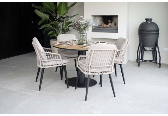 5-delige ronde tuinset | 4 Mona tuinstoelen (Black) | ø120cm Tower tuintafel (Black)