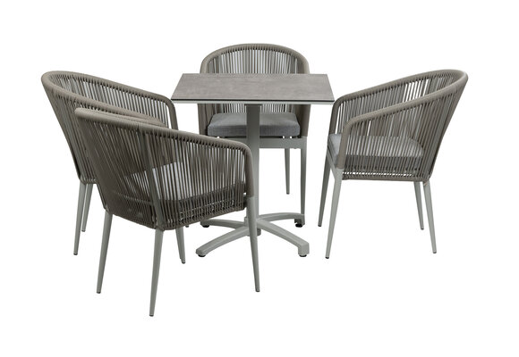 5-Delige tuinset | 4 Tuinstoelen Sluis (Sand) | Inklapbare tuintafel Gent 70x70cm  (Sand)