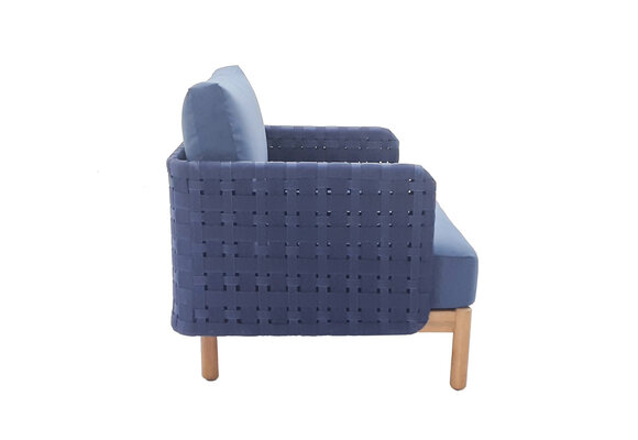 Stoel-Bank Loungeset Kolbe | Navy Blue | Acacia & Rope | 3-delig| Eurofar