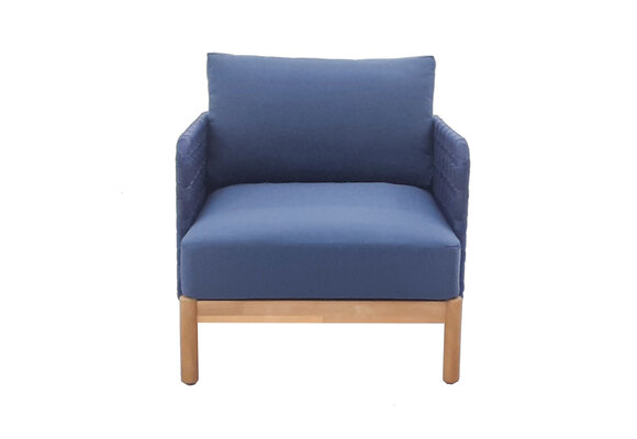 Stoel-Bank Loungeset Kolbe | Navy Blue | Acacia & Rope | 3-delig| Eurofar