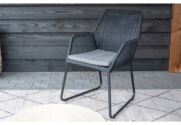 5-delige tuinset | 4 Mona tuinstoelen (Black) | Tuintafel Malaga 180x115 cm (Black)