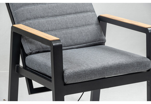 Verstelbare tuinstoel Berlijn | Black/Wood & Grey