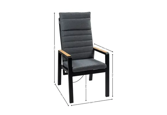 Verstelbare tuinstoel Berlijn | Black/Wood & Grey