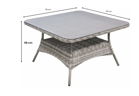 5-delige tuinset | 4 Verone tuinstoelen Ash Grey | Tuintafel Dublin 115x115cm Ash Grey