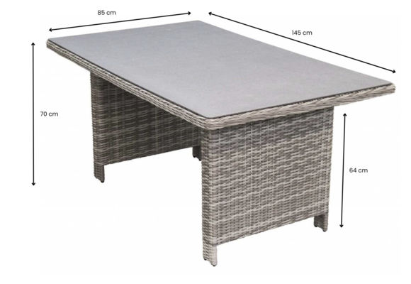 5-Delige tuinset | 4 Verone tuinstoelen Ash Grey | Tuintafel Dublin 145x85cm Ash Grey