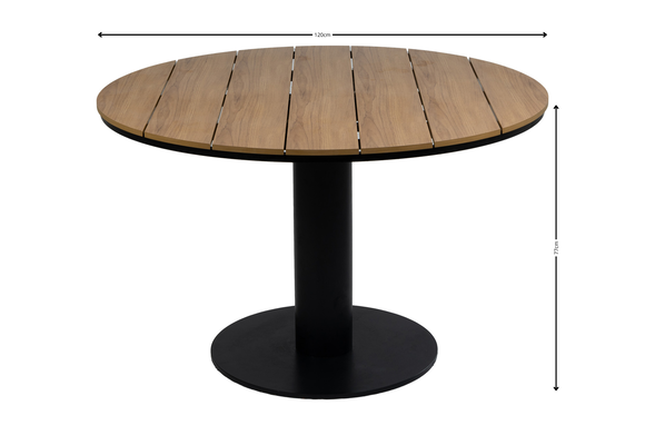 5-delige ronde tuinset | 4 Isabel tuinstoelen (Sand) | ø120cm Tower tuintafel (Black)