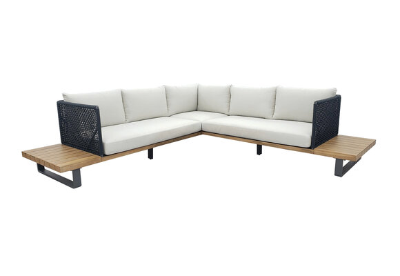 Hoek Loungebank Tenerife | 2-delig | Antraciet & Sand | Acacia & Rope | Eurofar
