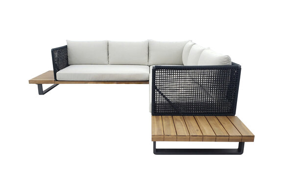 Hoek Loungebank Tenerife | 2-delig | Antraciet & Sand | Acacia & Rope | Eurofar