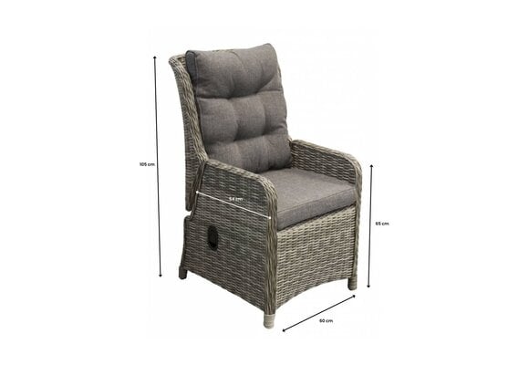 Dublin tuinstoel verstelbaar | Ash Grey + Hocker 40x40 | Ash Grey
