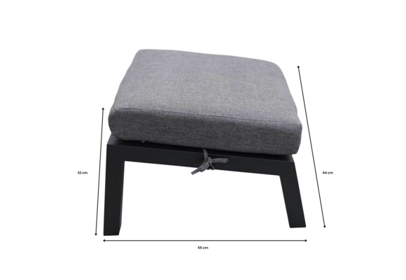 2x loungestoel Bezano | Grey  + 2x Voetenbank Bezano Grey + Bijzettafel 50x50cm Bezan