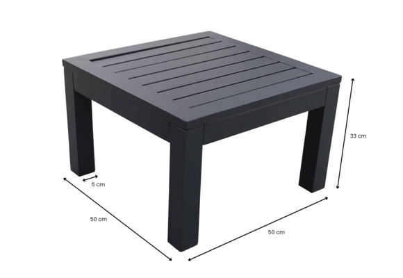 2x loungestoel Bezano | Grey  + 2x Voetenbank Bezano Grey + Bijzettafel 50x50cm Bezan