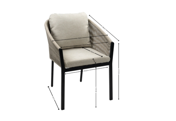 7-Delige tuinset | 6 Elvira tuinstoelen (Black) | 220cm ovale tuintafel Cyprus (Grey)