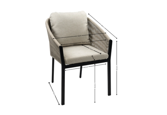 7-Delige ronde tuinset | 6 Tuinstoelen Elvira (Black) | Tuintafel Cyprus ø150cm (Grey)