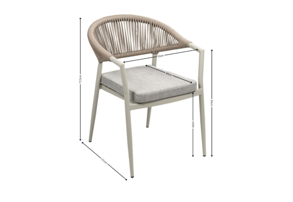 5-Delige tuinset | 4 Tuinstoelen Brugge (Sand) | Inklapbare tuintafel Gent 70x70cm  (Sand)