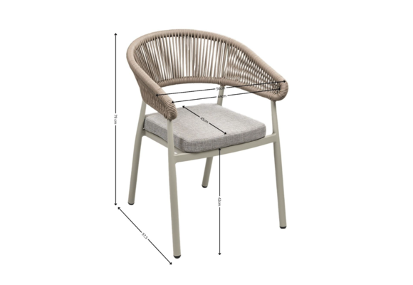 5-Delige tuinset | 4 Tuinstoelen Knokke (Sand) | Inklapbare tuintafel Gent 70x70cm  (Sand)