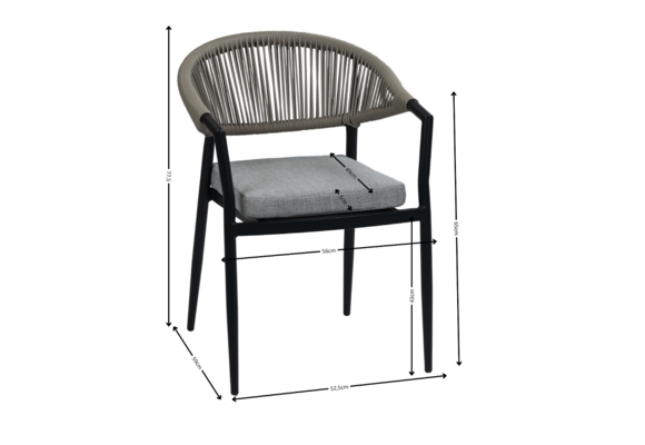 5-Delige tuinset | 4 Tuinstoelen Brugge (Black) | Inklapbare tuintafel Gent 70x70cm (Black)