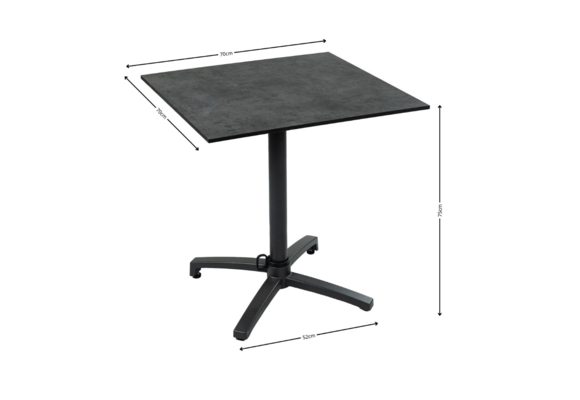 5-Delige tuinset | 4 Tuinstoelen Brugge (Black) | Inklapbare tuintafel Gent 70x70cm (Black)