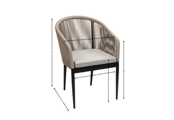 5-Delige tuinset | 4 Tuinstoelen Sluis (Black) | Inklapbare tuintafel Gent 70x70cm (Black)