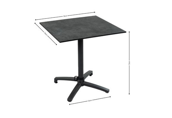 5-Delige tuinset | 4 Tuinstoelen Sluis (Black) | Inklapbare tuintafel Gent 70x70cm (Black)