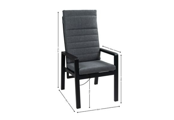 5-Delige ronde tuinset | 4 Berlijn tuinstoelen (Black) | Tuintafel Cyprus ø120cm (Grey)