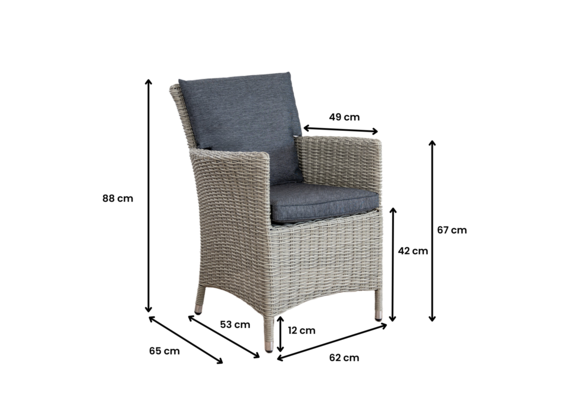 5-Delige tuinset | 4 Verone tuinstoelen Mystic Grey | Tuintafel Dublin 115x115cm Mystic Grey