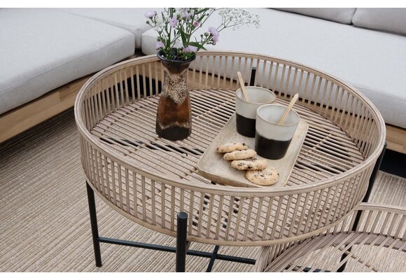 Hoek Loungeset Lissabon 4-delig | Sand | Incl. 2 Aiko Naturel Bijzettafels