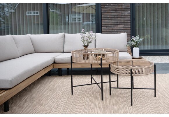 Hoek Loungeset Lissabon 4-delig | Sand | Incl. 2 Aiko Naturel Bijzettafels