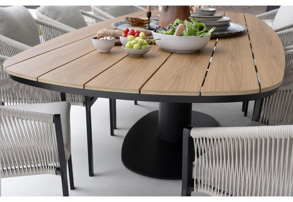 9-delige tuinset | 8 Mona tuinstoelen (Black) | 260cm Tower tuintafel (Black)