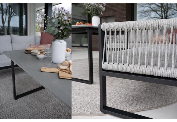 Hoek Lounge Dining set Reims | Rechts | Black &  Off Sand